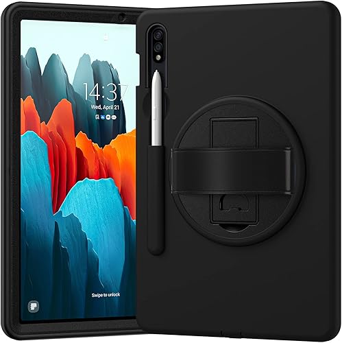 Vista 14 de ORIbox Defender - Funda para Samsung Galaxy Tab S8/Tab S7 de 11 pulgadas, protección contra caídas de cuerpo completo, parachoques 3 en 1 a prueba