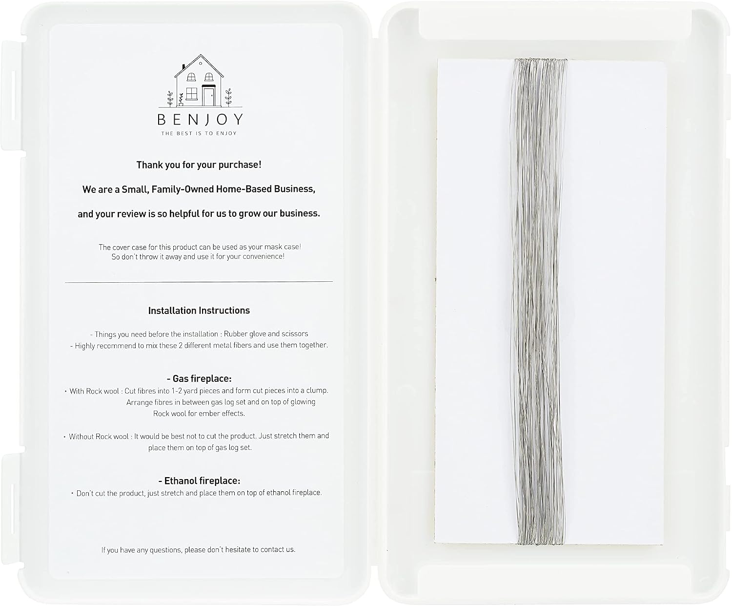 BENJOY Ultimate Fire Wire! 4g(0.14oz) - Ember Effect, Neon Glowing Metal Fiber for Bio Ethanol, Gel Fuel, Natural Gas Fireplace and Ventilation Gas Log Set