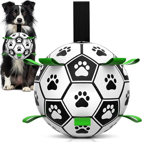 HETOO Pelota de Juguete para Perros, Pelota de fútbol para Perros con asa