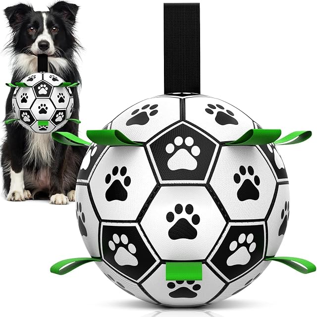 HETOO Pelota de Juguete para Perros, Pelota de fútbol para Perros con asa