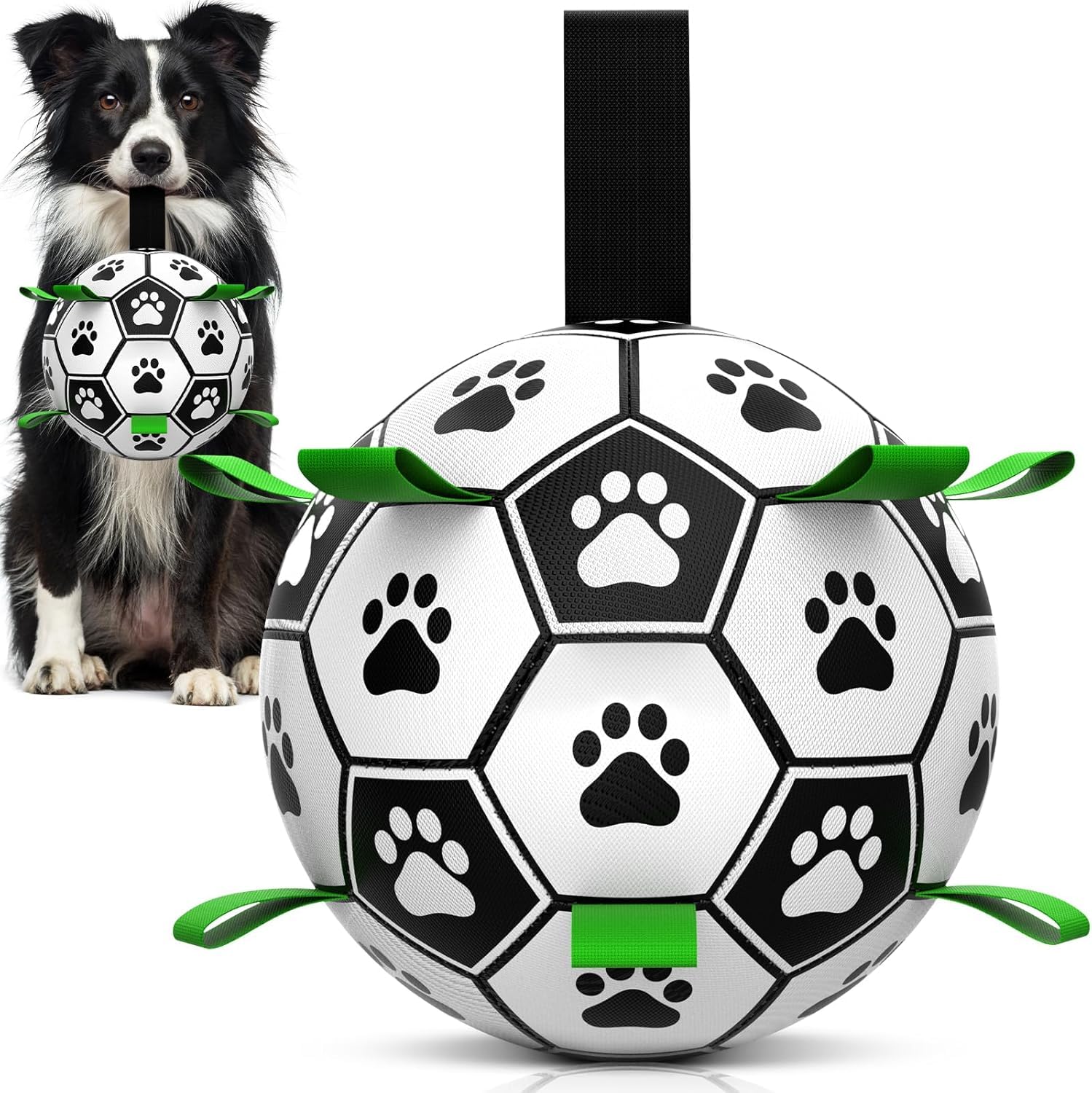 HETOO Dog Balls, Dog Football Toys with Webbing, Interactive Dog Ball Toys for Touring, Durable High Bounce Floating Dog Toy Balls for Dog Birthday Gifts Indoor & Outdoor Medium (6 Inch)