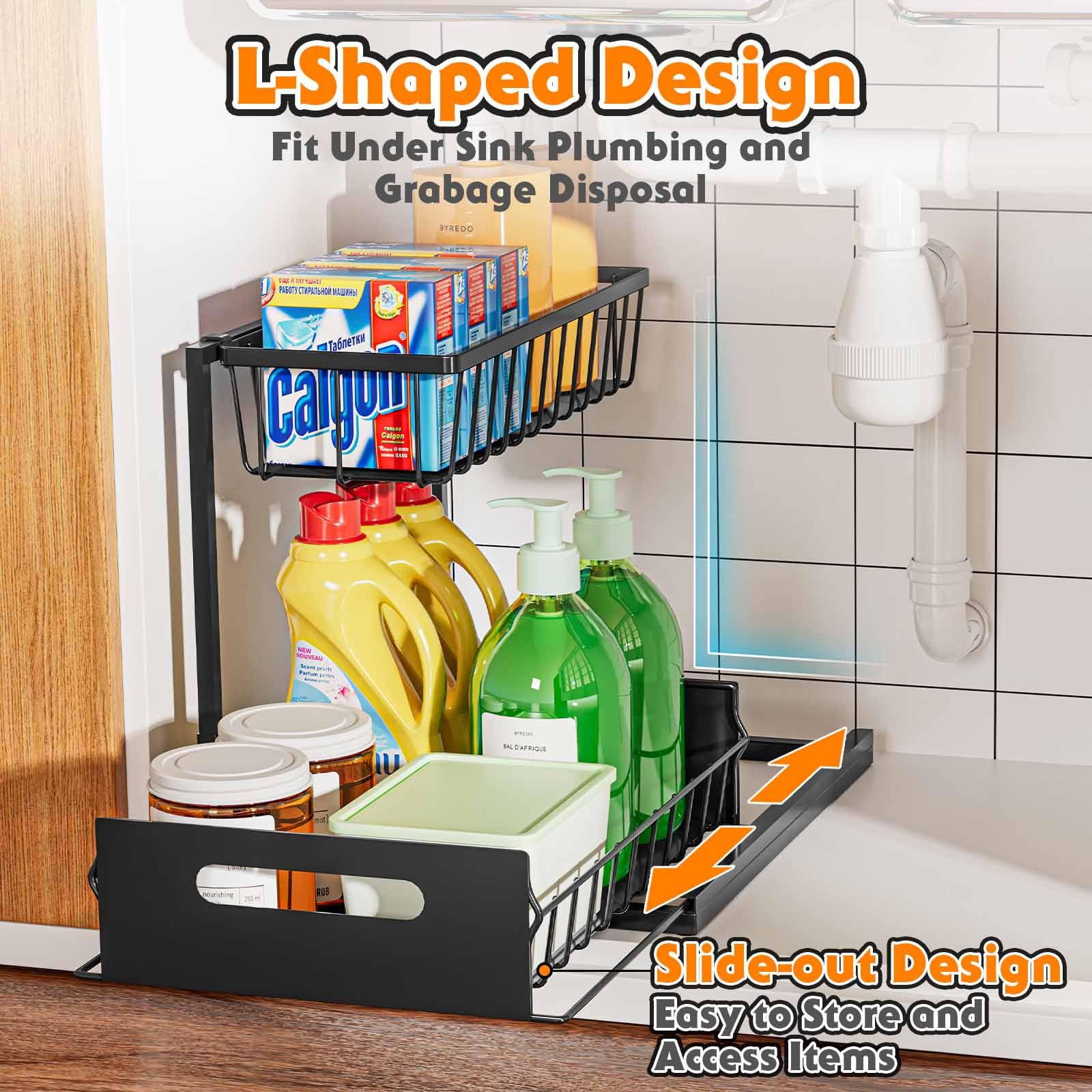 Under Sink Organizer and Storage, Slide Out Under Cabinet Storage Pull Out Sink Shelf Cabinet Storage Shelves, Undersink Organizers for Kitchen Bathroom Cabinet…