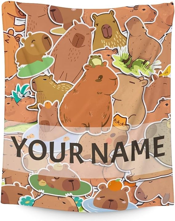 Personalized Blanket Gifts with Name - 40"x50" Cute Throw for Kids, Girls - Brown Soft Fuzzy Blankets for Couch & Sofa