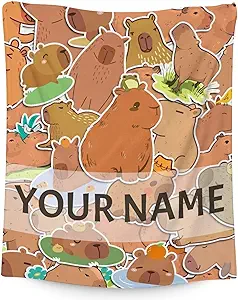 Personalized Blanket Gifts with Name - 40"x50" Cute Throw for Kids, Girls - Brown Soft Fuzzy Blankets for Couch & Sofa