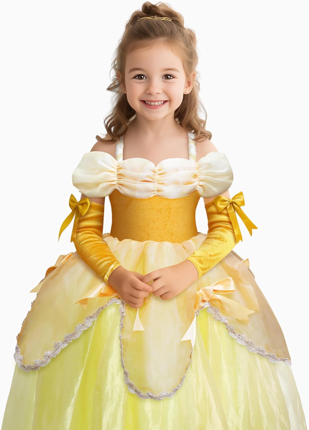 Princess Dress, Light Up Girls Halloween Costume for Toddler Kid Fairy Dress Up Clothes for Birthday Party, Yellow - Image 3