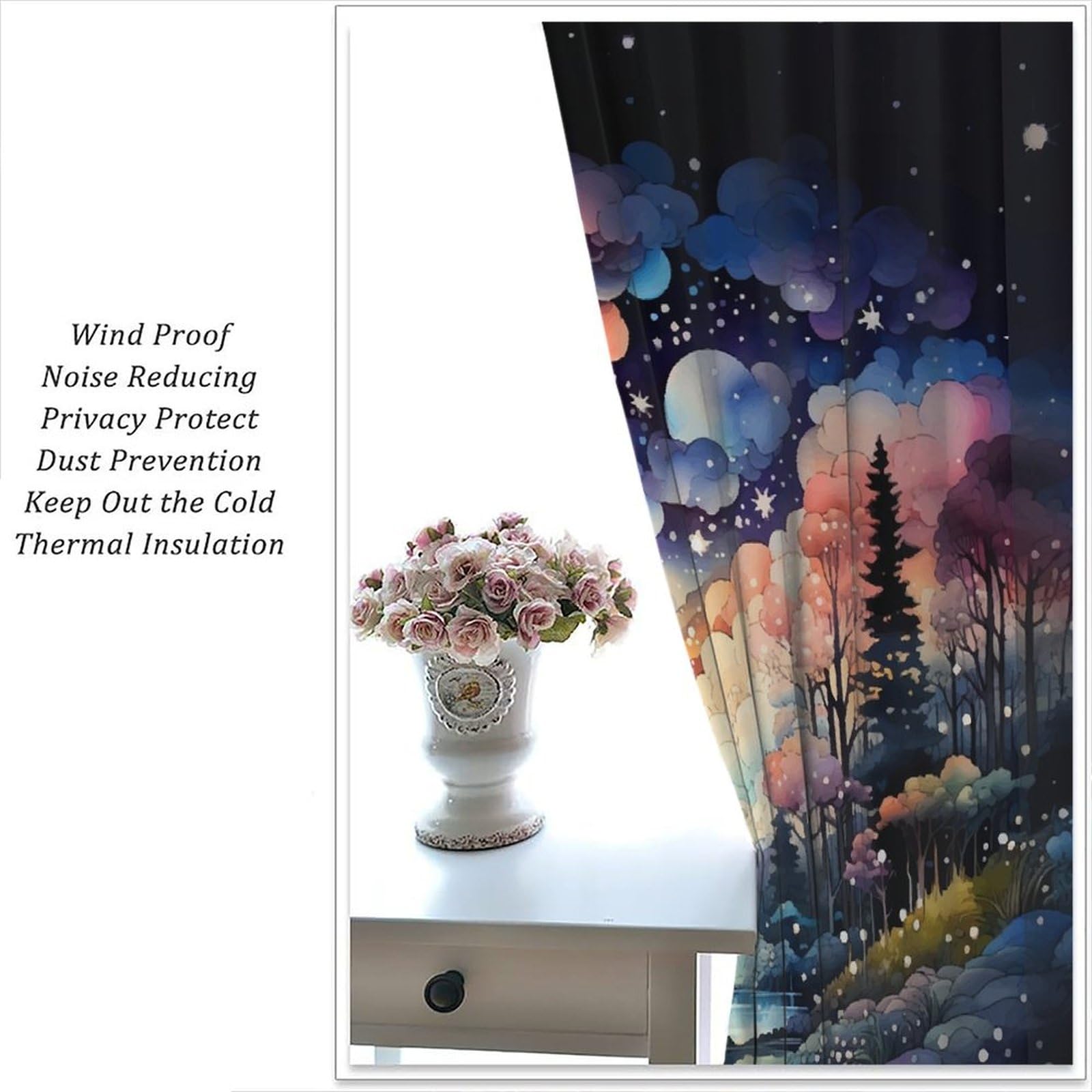 Magic Forest Blackout Curtains - Gothic Fairy Tale Design, Rod Pocket, 2 Panels (21x45 Inches Each) - View #6