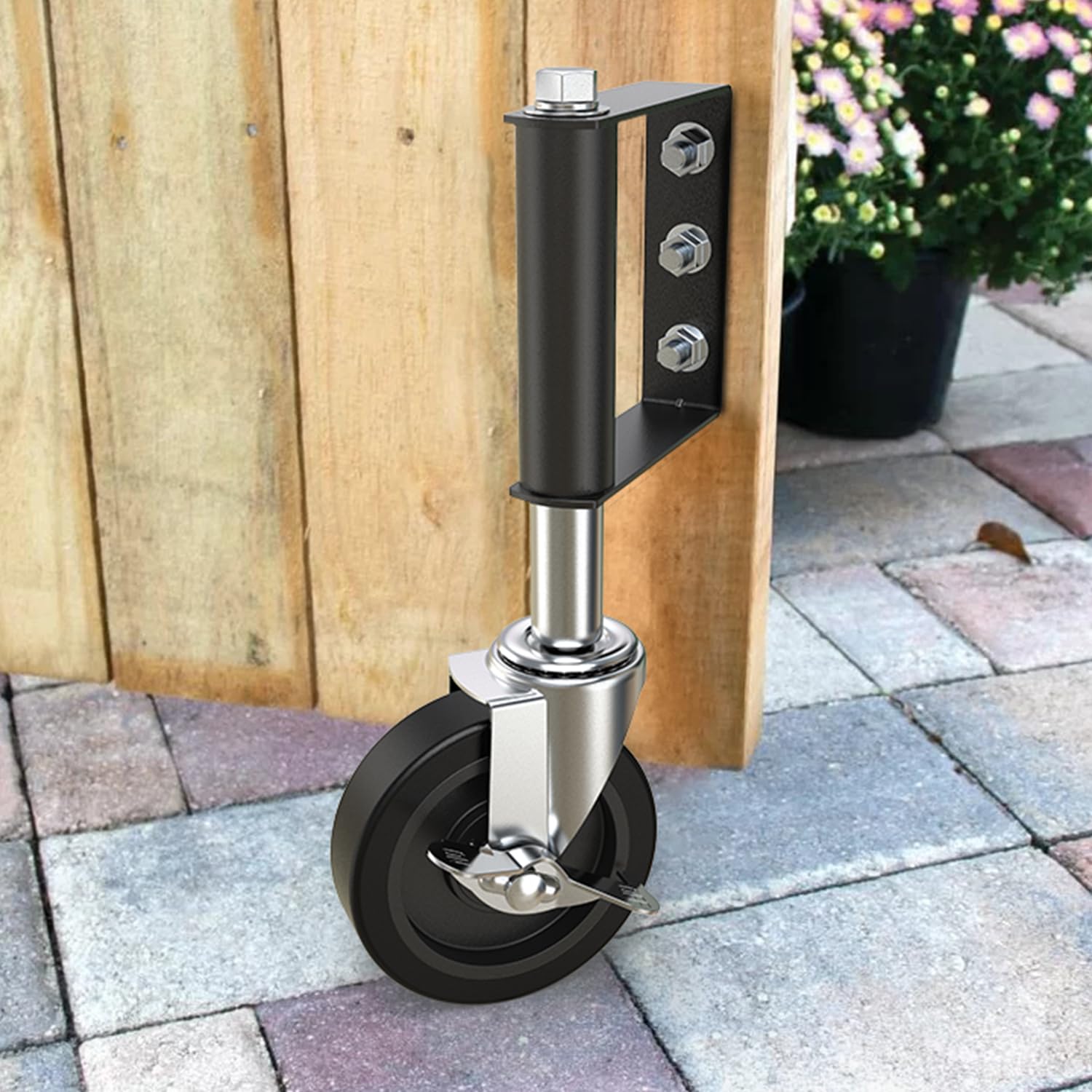 HOLKIE Roue de Portail Robuste 100mm Roulettes à Ressort Roulettes Pivotantes Roue de Portail pour Bois et Clôture Capacité 100 Kg (Noir)