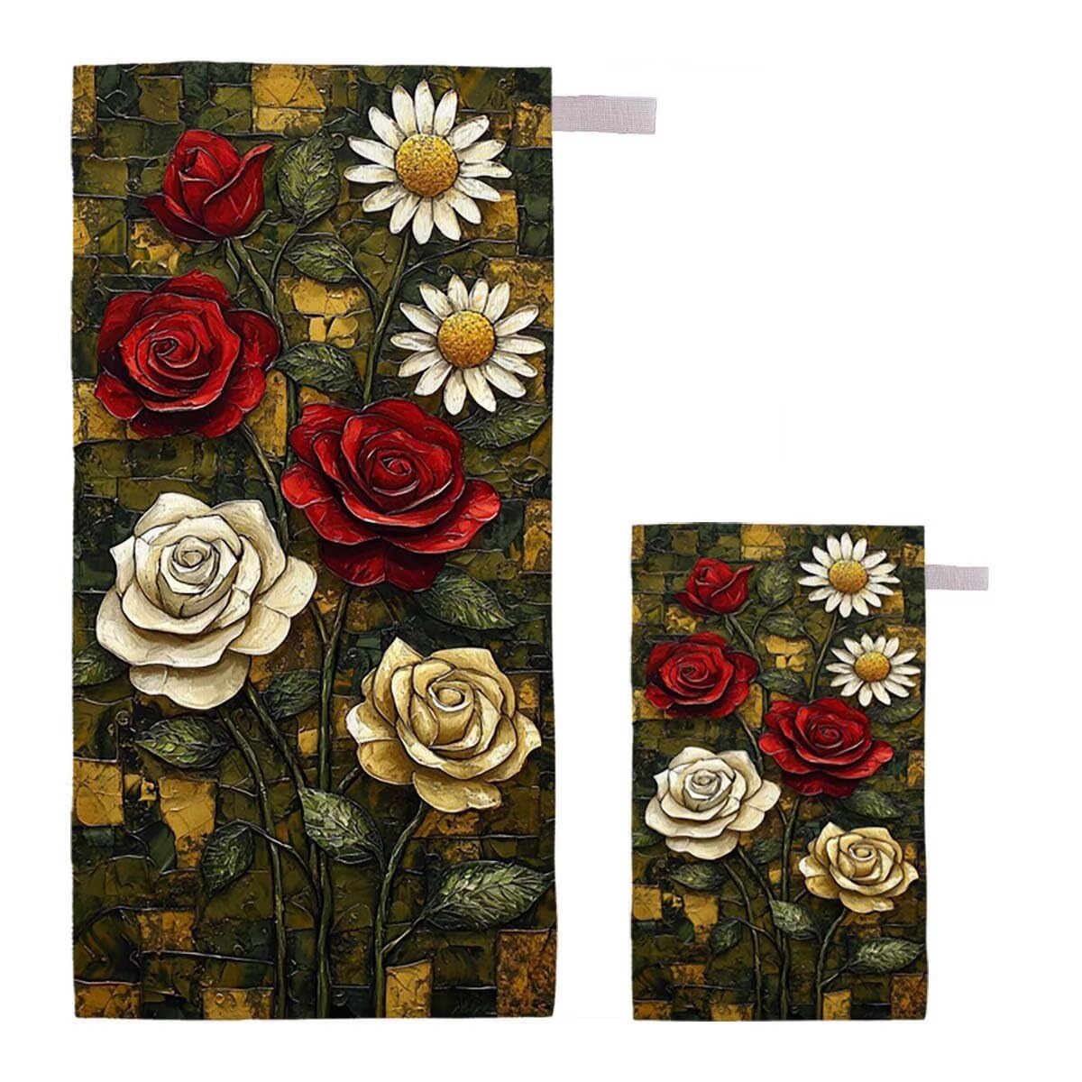 Toalla de Playa Grande 220x100cm/35x70cm, Juego de 2 Toalla Microfibra XXL de Antiarena, Toallas Playa Suave Ligera, Absorbente Secado Rápido, Beach Towel Viaje, Regalo Mujer Hombre (Margarita) H-97