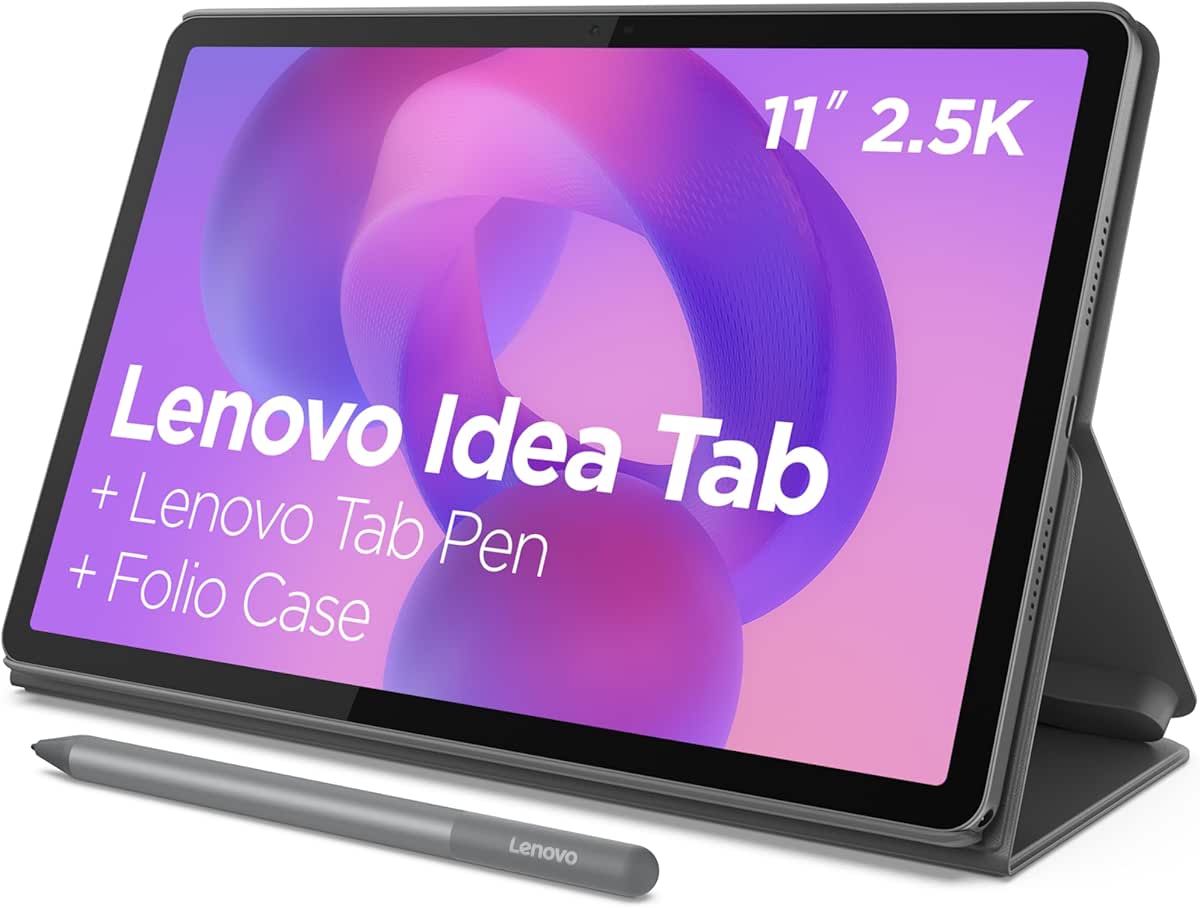 Lenovo Idea Tab - College Tablet - 11″ 2.5K IPS Touchscreen Display - 90Hz - MediaTek Dimensity 6300-8 GB Memory - 256 GB Storage - Integrated Arm Mali-G57 MC2 - Tab Pen and Folio Case