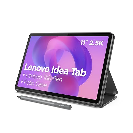 Lenovo Idea Tab - College Tablet - 11″ 2.5K IPS Touchscreen Display - 90Hz - MediaTek Dimensity 6300-8 GB Memory - 256 GB Storage - Integrated Arm Mali-G57 MC2 - Tab Pen and Folio Case