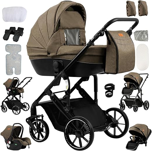 Magic ZC 4 in 1 Pushchair Pram Baby Stroller, Travel System 4...