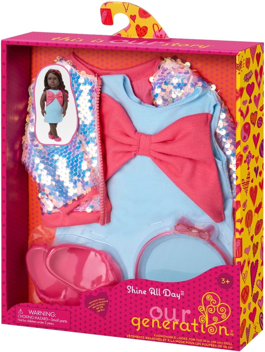 Outfit OG - Shine All Day - Blue Dress with Sequins for 18 Inch Doll