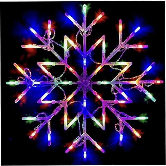 ADEPTNA 50 LED Snowflake Christmas Light - Flashing Silhouette Home Window Xmas Festive Party Decoration Lights Home Office Indoor (Multi-Colour)