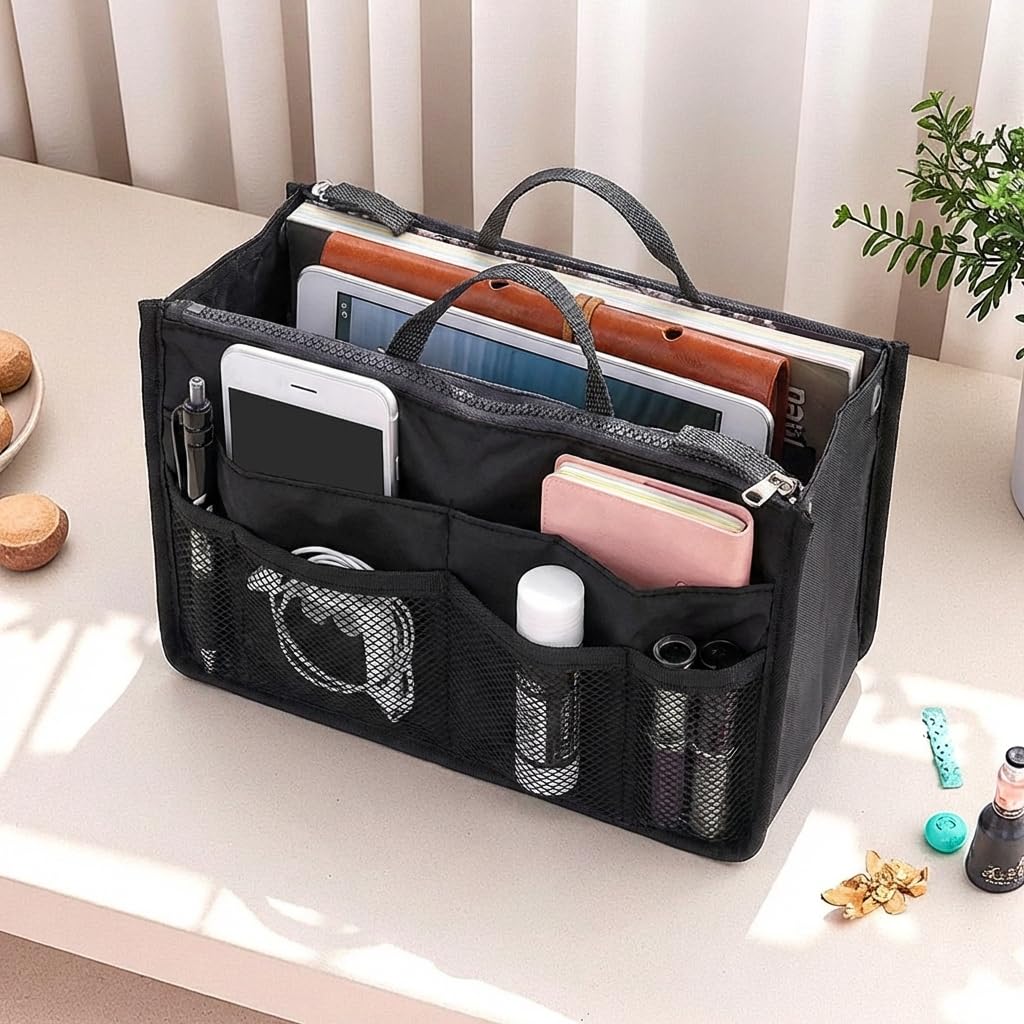 Photo 1 of Generic Large Capacity Insert Purse Organizer Nylon Multi-Pocket Handbag Tote