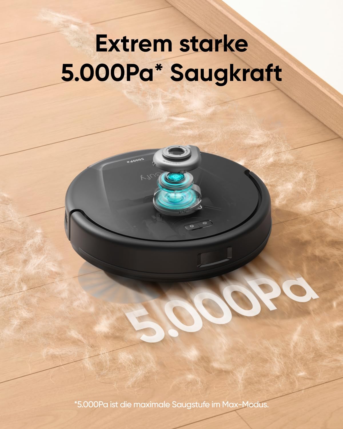 eufy L60 Saugroboter, Ultra Starke 5.000Pa Saugkraft, Staubsauger Roboter mit iPath Laser-Navigation, für gründliche Bodenreinigung, App-Steuerung, ideal für Haare, Teppiche, Hartböden