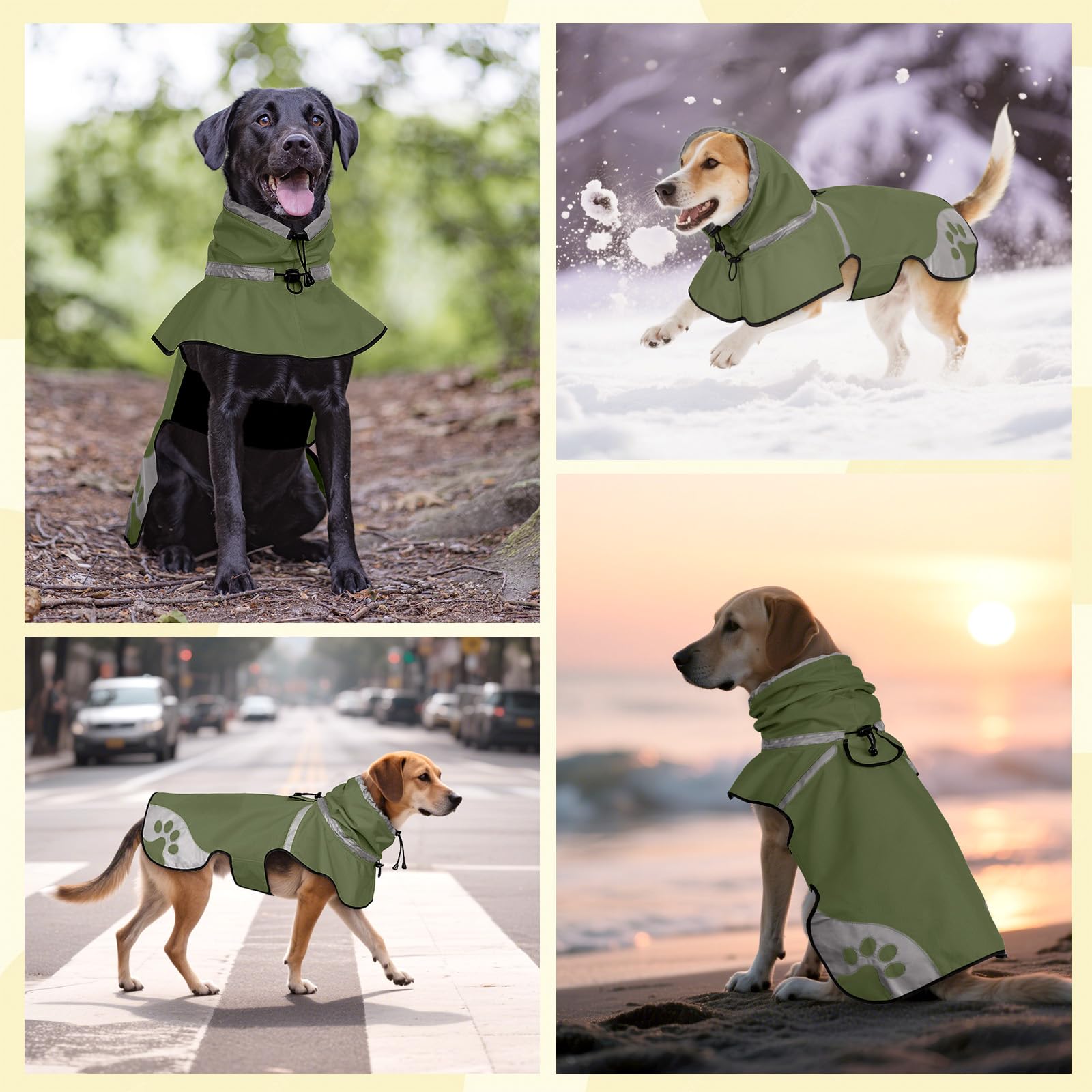 Cappotto impermeabile antivento, impermeabile con riflettore – impermeabile per bassotto, giacca per cani impermeabile