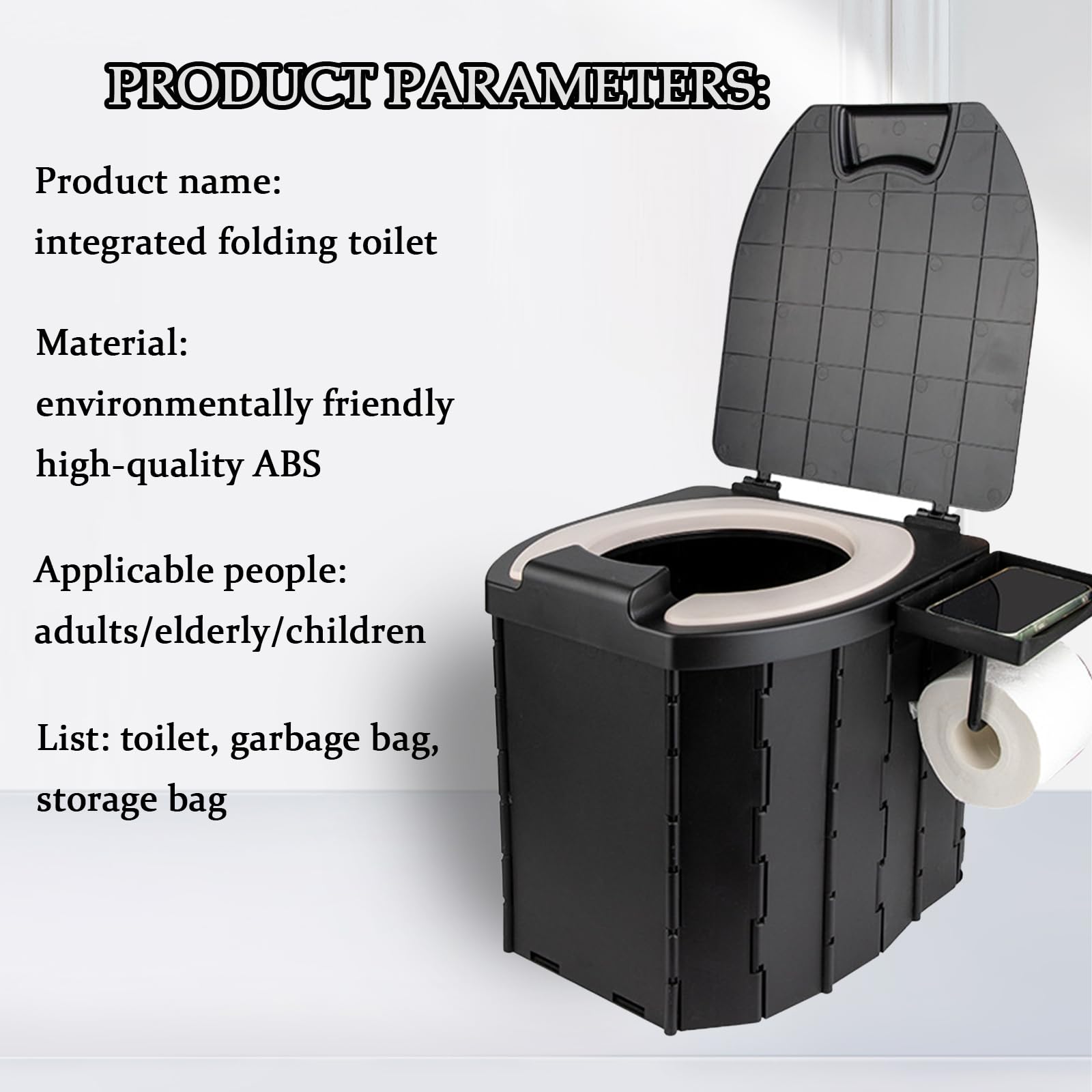 Wc Portatile Campeggio, Gabinetto Portatile Adulti, Wc Pieghevole con Coperchio e Portarotolo, Capacità di Carico Super Forte di Circa 400 Chilogrammi, per Escursioni, Campeggio, Viaggi Congestione
