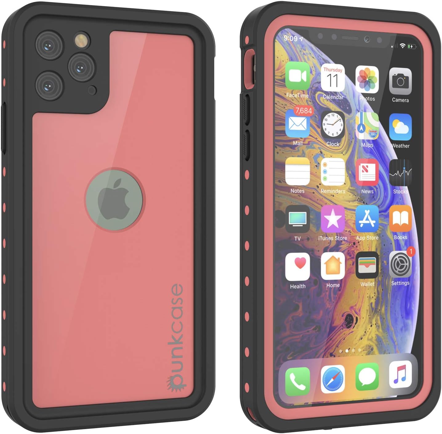 Punkcase iPhone 11 Pro Max Waterproof Case [StudStar Series] [Slim Fit] [IP68 Certified] [Shockproof][Dirtproof][Snowproof] 360 Full Body Armor Cover Compatible with Apple iPhone 11 Pro Max [Pink]