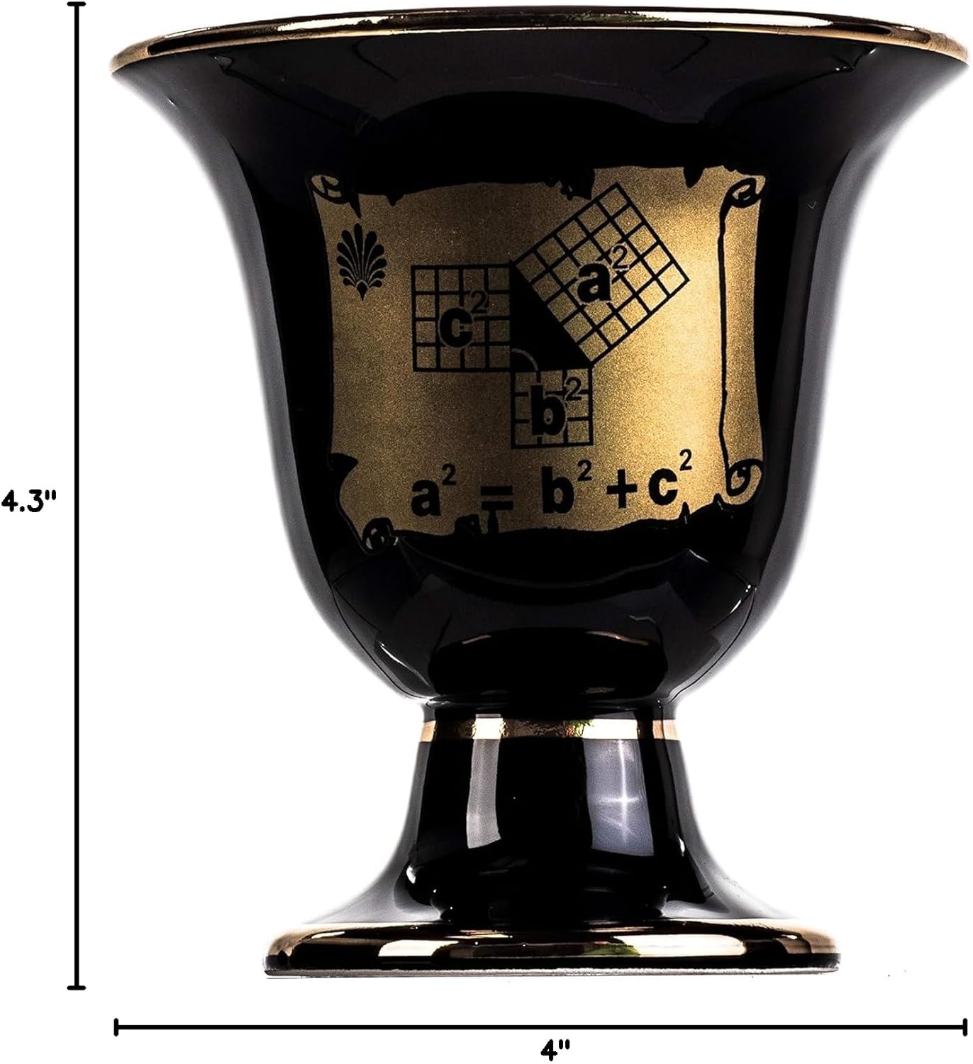 BEAUTIFUL GREEK STATUES Pythagoras Cup of Justice Pythagorean Theorem Fair Mug Ancient Greece Black Cobalt Usable