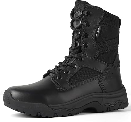 Womens Lightweight Tactical Work Boots Military Combat Motorcycle Boot For Women 8 Inch Army Desert Botas Black 6.5