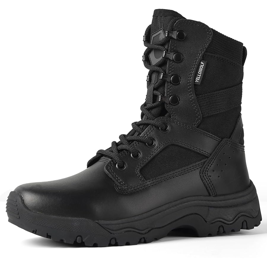 Women's 8 Inch Military Tactical Boots - High Top Lace Up Combat Hiking Boots For Backpacking, Motorcycle & Outdoor