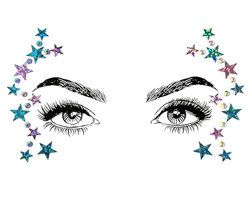 Miniatura 6 de 6 piezas de joyas de cara para festivales de música, diamantes de imitación de cara con brillantes, pegatinas de cristal para fiestas de cumpleaños,