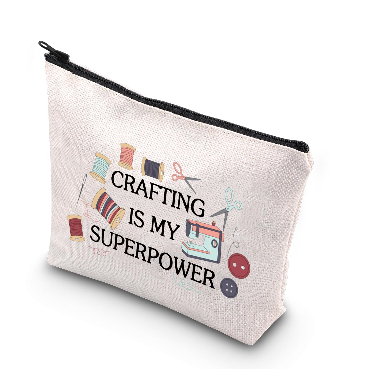 BDPWSS Sewing Gift For Sewing Lovers Sewing Cosmetics Bag Crafting Is My Superpower Crafter Sewer Quilter Crafting Lover Gift Seamstress Gift (