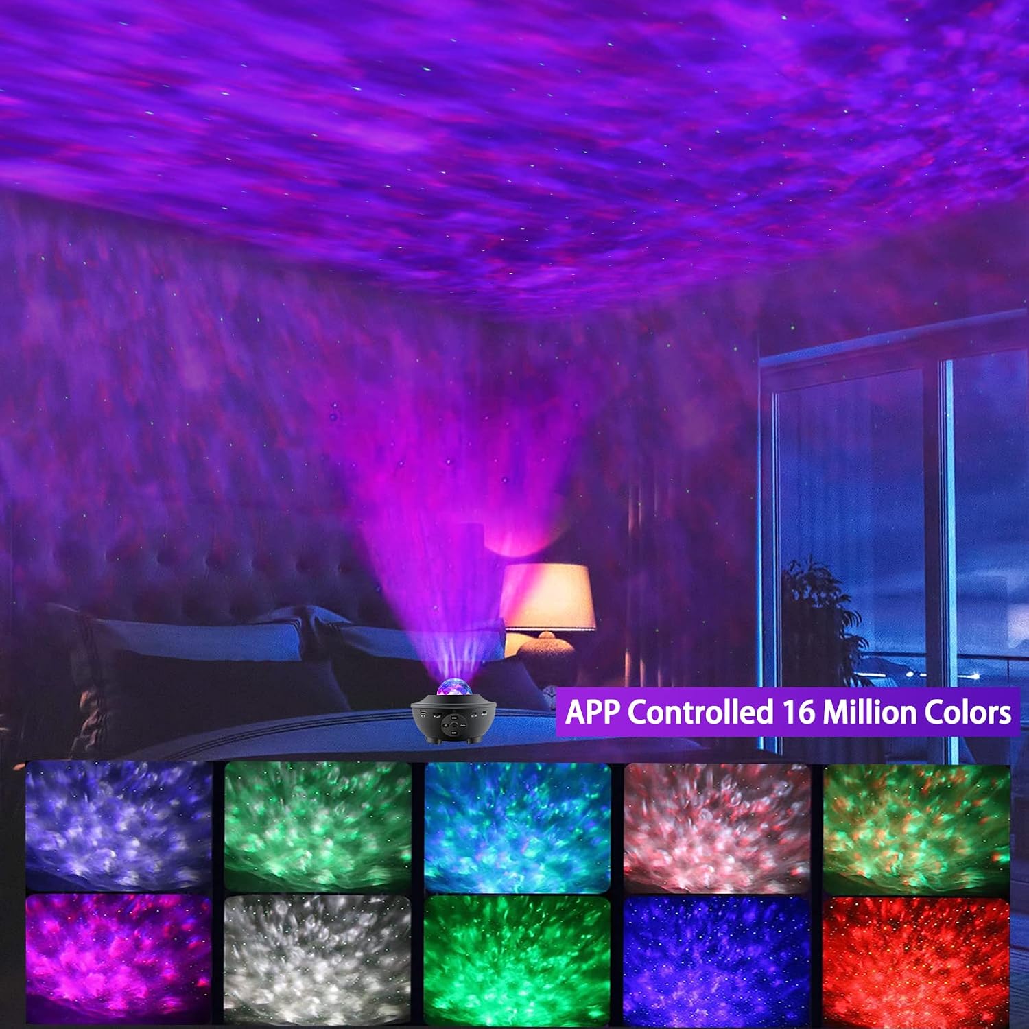 Yiliaw Star Projector Galaxy Projector Ocean Wave Projector with Bluetooth Music Speaker Timing,APP Controlled Smart Night Light for Bedroom Ceiling Decor Party Kids Adults Christmas Gift