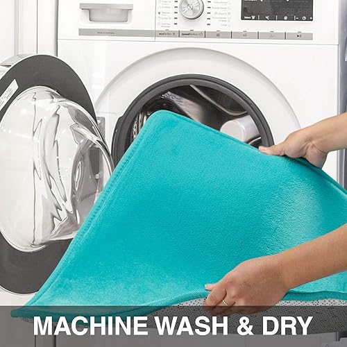 Miniatura 4 de Genteele - Tapetes de baño antideslizantes, color verde azulado, 20 x 32 pulgadas y de secado rápido, alfombras de espuma viscoelástica