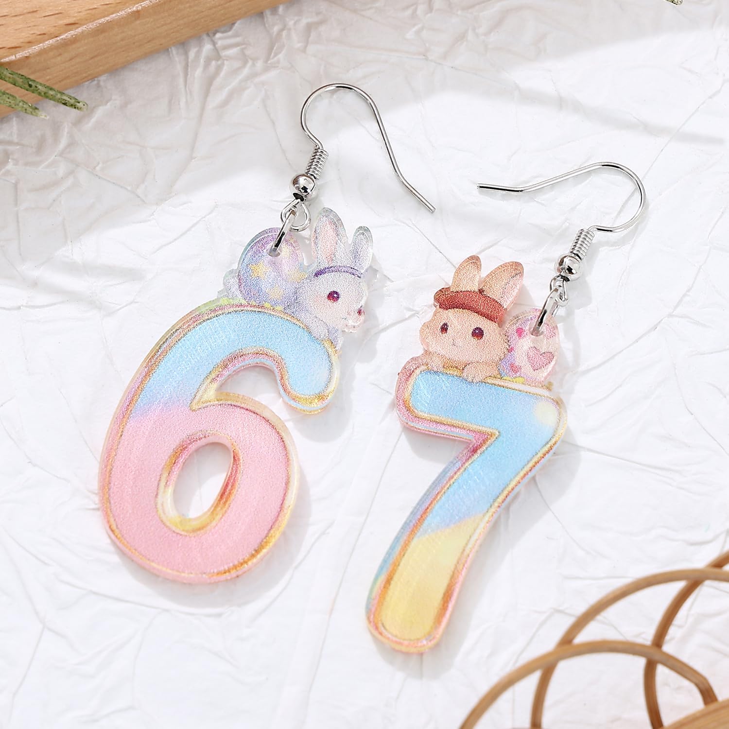 Six Seven Earrings Funny Six Seven 67 Earrings for Men Women Funny 67 Meme Acrylic Earrings:A Birthday, Easter, Christmas Stocking Stuffer Gift for Tweens & Teens 1 Pairs image 4