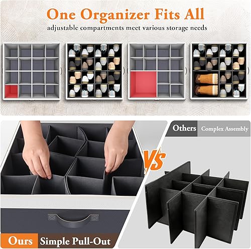 Miniatura 3 de Organizador de zapatos para armario, 2 paquetes con capacidad para hasta 32 pares, contenedores grandes de almacenamiento de zapatos con divisores