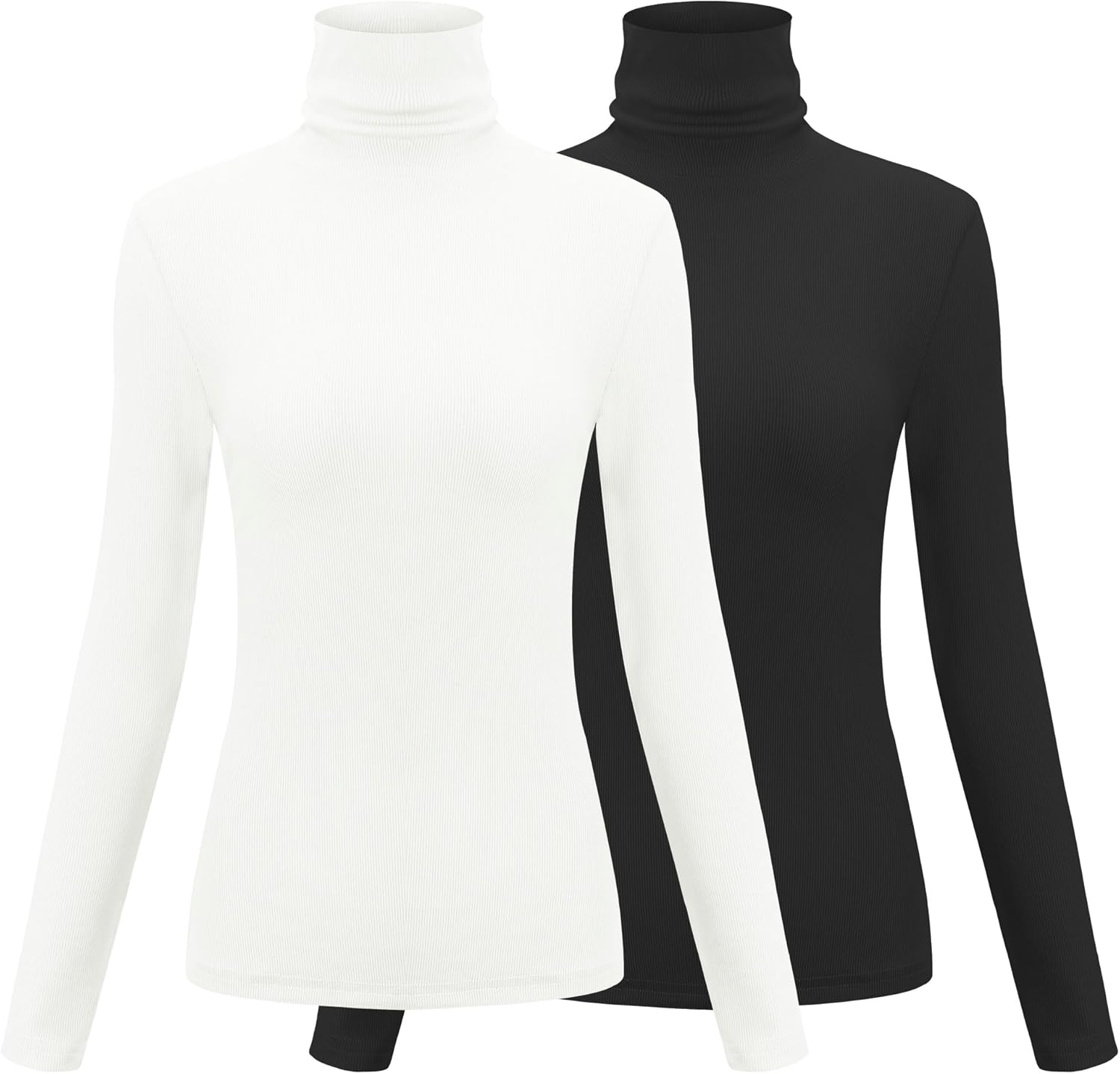Herou 2 Pack Womens Long Sleeve Turtleneck Slim Fitted Lightweight Casual Active Layer Tops Shirts