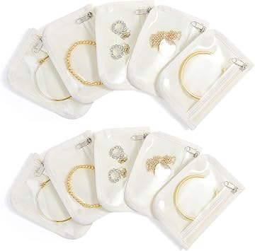 HOMEHIVE Travel Jewelry Bags, 10Pcs Clear Velvet Zipper Travel Jewelry Organizer, Portable Anti Tarnish Jewelry Storage Pouch Bag Gift for Women Girls, 10Pcs Bags