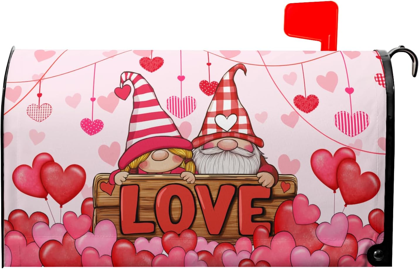 Happy Valentine's Day Mailbox Covers Magnetic Love Heart Pink Mailbox Cover Standard Size 18 X 21 Valentine's Day Decor Holiday Mailbox Wrap Post Letter Box Cover Decorative for Home Garden Outdoor