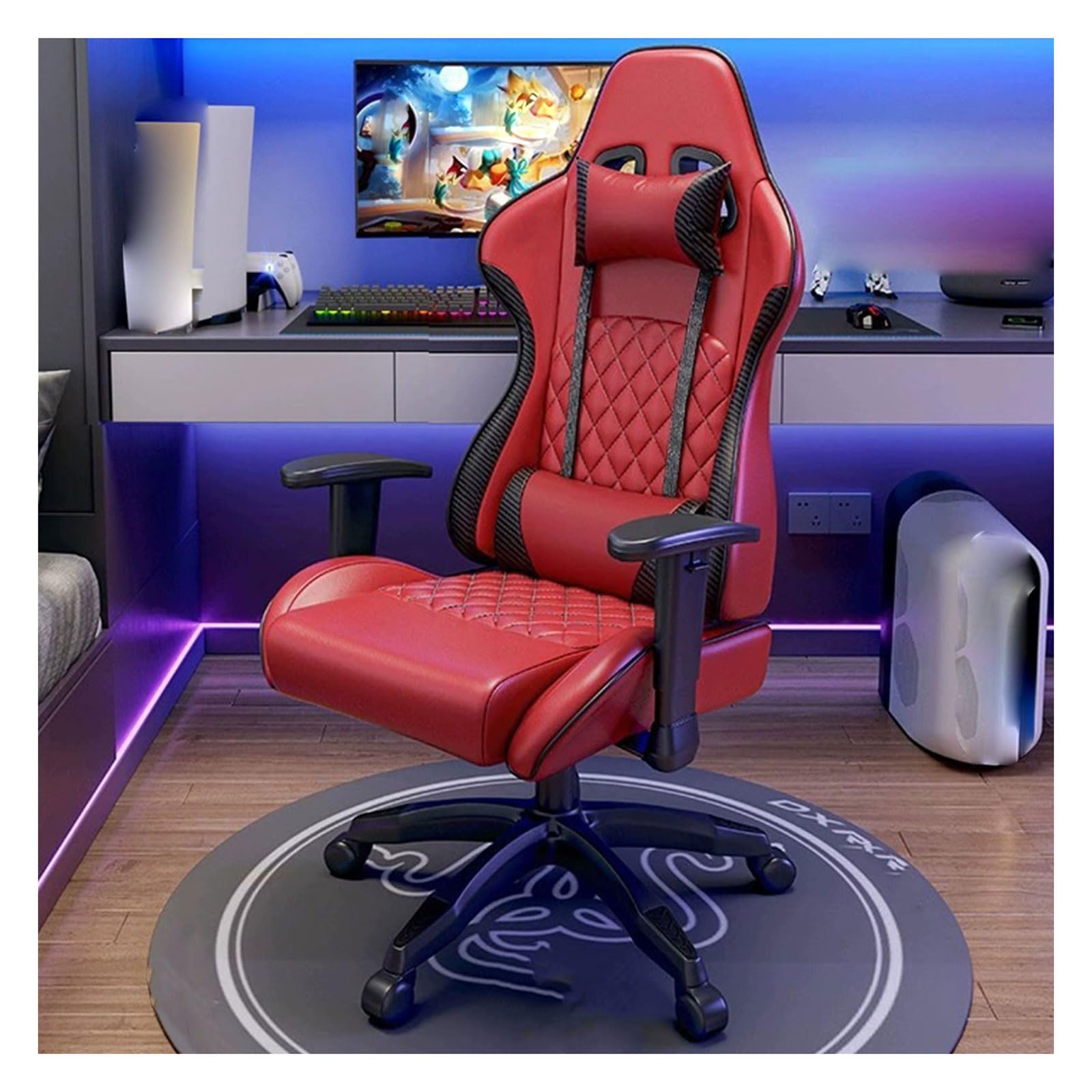 Silla Gaming para Personas Altas Y Corpulentas, Silla Gaming Ergonómica para PC con Reposapiés, Silla Reclinable De Estilo Deportivo para Adultos, Silla Gaming De Alta Resistencia