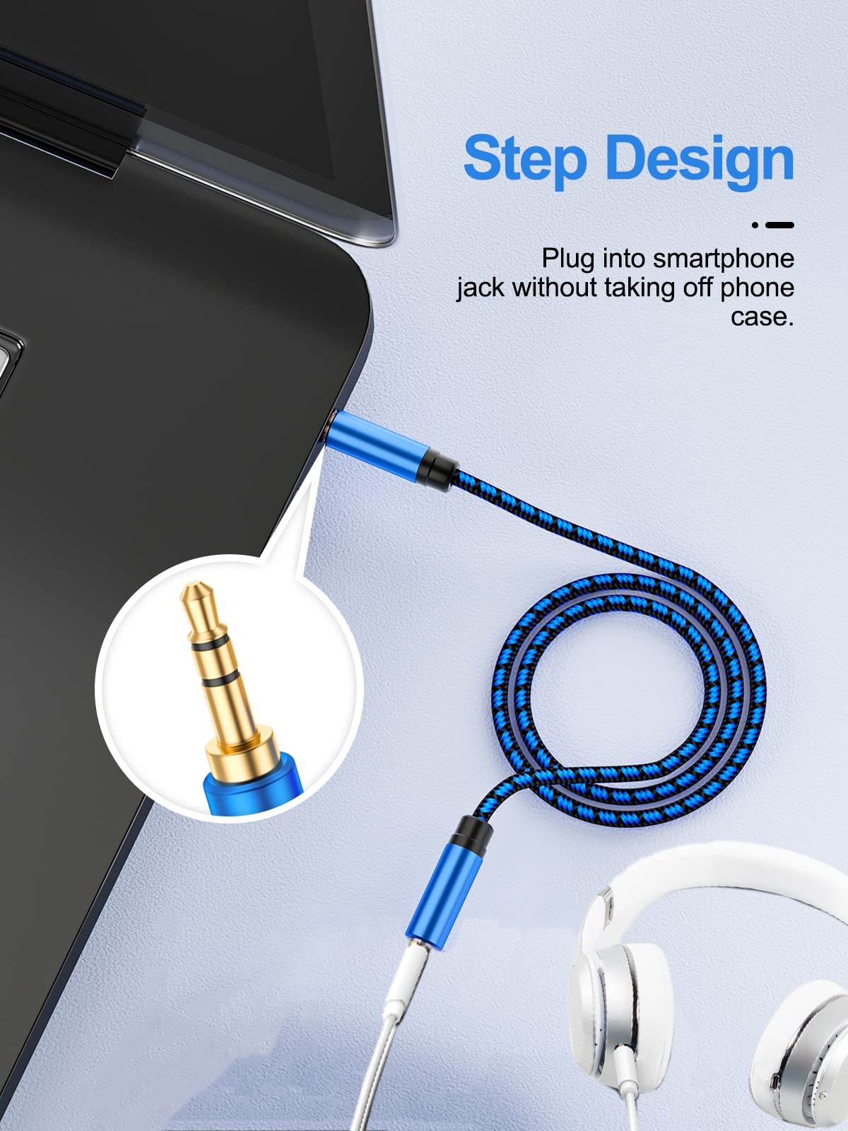 NC XQIN Headphone Extension Cable 100 feet, 3.5mm Extension Nylon Braided Aux Extension Cable 3.5mm Audio Cable Extension 3.5mm Male to Female Audio Stereo Cable Compatible with Headphone Speaker