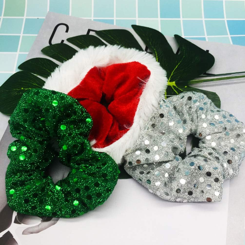 Minkissy Christmas Hair Ropes, 6pcs Christmas Scrunchies Hair Bands Ponytail Holder Sequin Hair Ties for Women Girls - Image 5