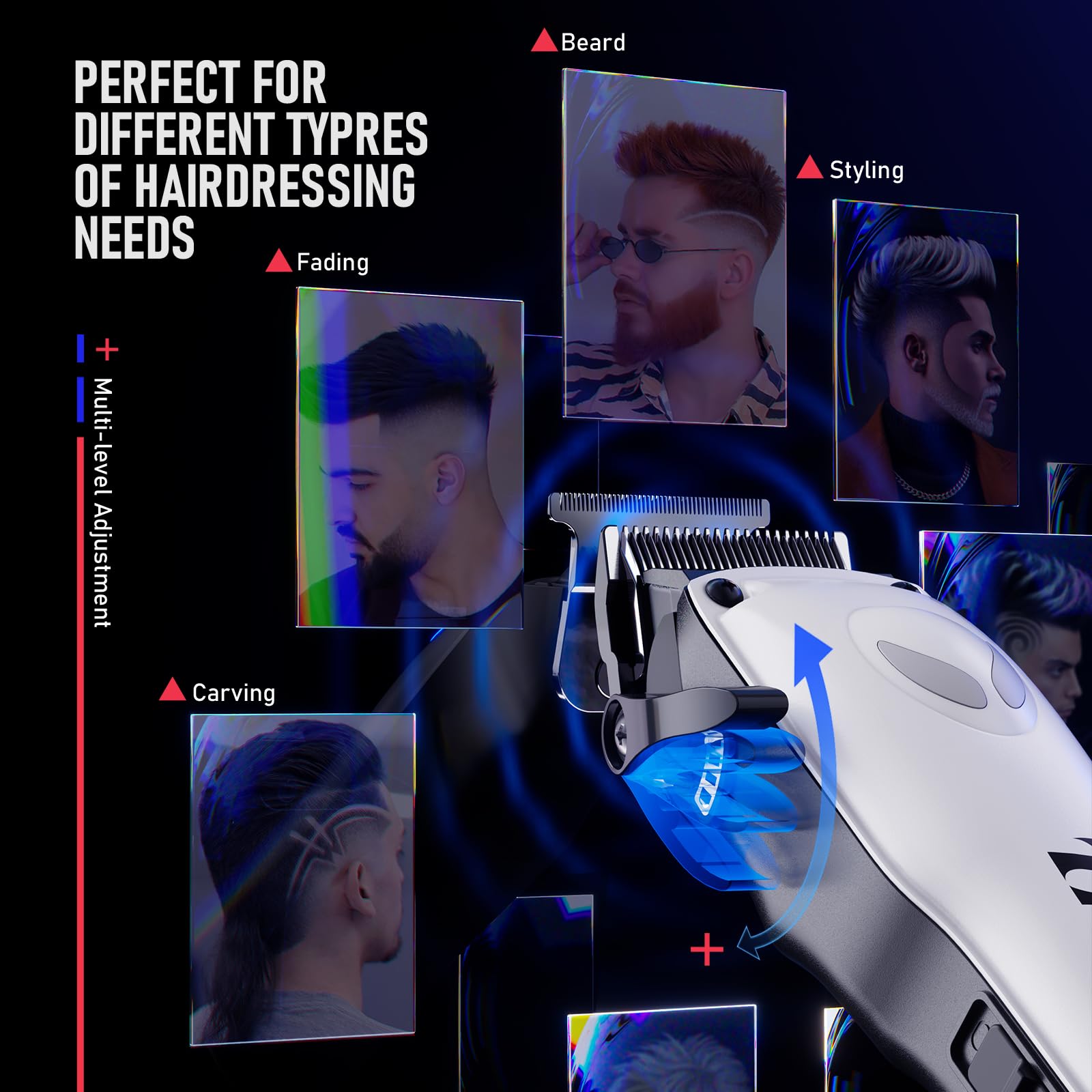 SUPRENT Juego de Maquina De Cortar Pelo Profesional Hombre, Clipper Maquina Pelo Inalámbrico y Maquinilla Cortar Pelo, 9 Peines, Cortadora de Pelo Regalos Para Hombres