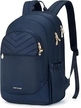 LIGHT FLIGHT Travel Backpack for Women, 15.6" Laptop Backpack with USB Charging Hole, Water Resistant, Large Capacity, Black Daypack for College, Work, Casual Computer Bags, Blue