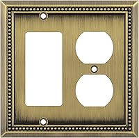 Vista 133 de Henne Bery Sunken Pearls - Placa de pared decorativa resistente para interruptor, cubierta para tomacorrientes (doble dúplex, níquel satinado)