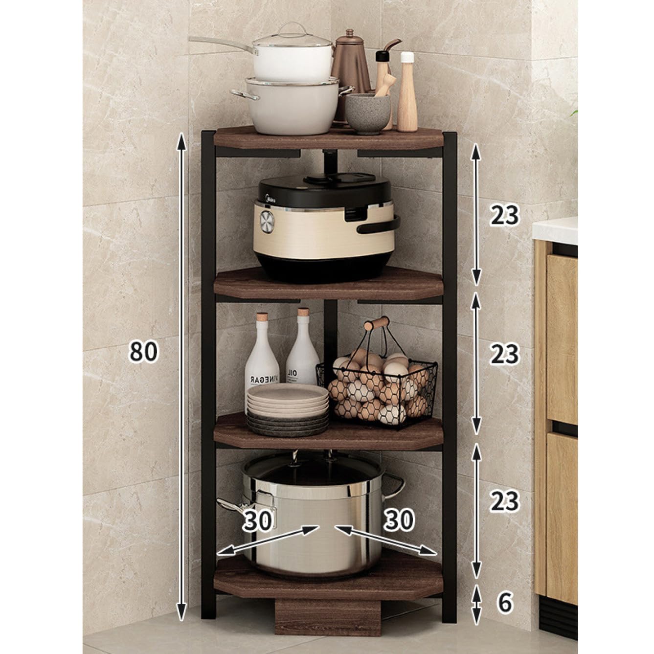 Amazon｜[GZGZ] コーナーラック 3段 ヴィンテージ調 スチールフレーム