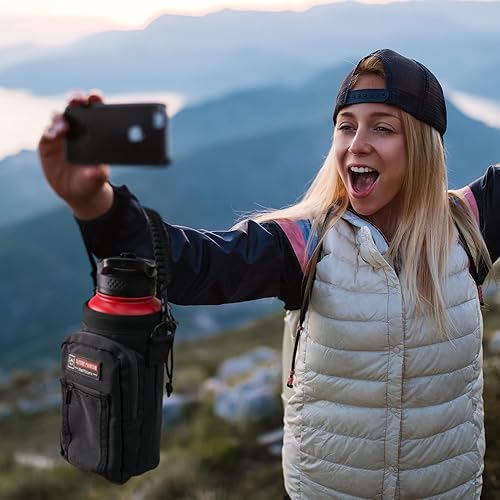 Vista 24 de NATURE PIONEOR Soporte para botella de agua con correa ajustable – 25/32/40 onzas, funda aislante para botella de agua con mango de paracaídas y 2