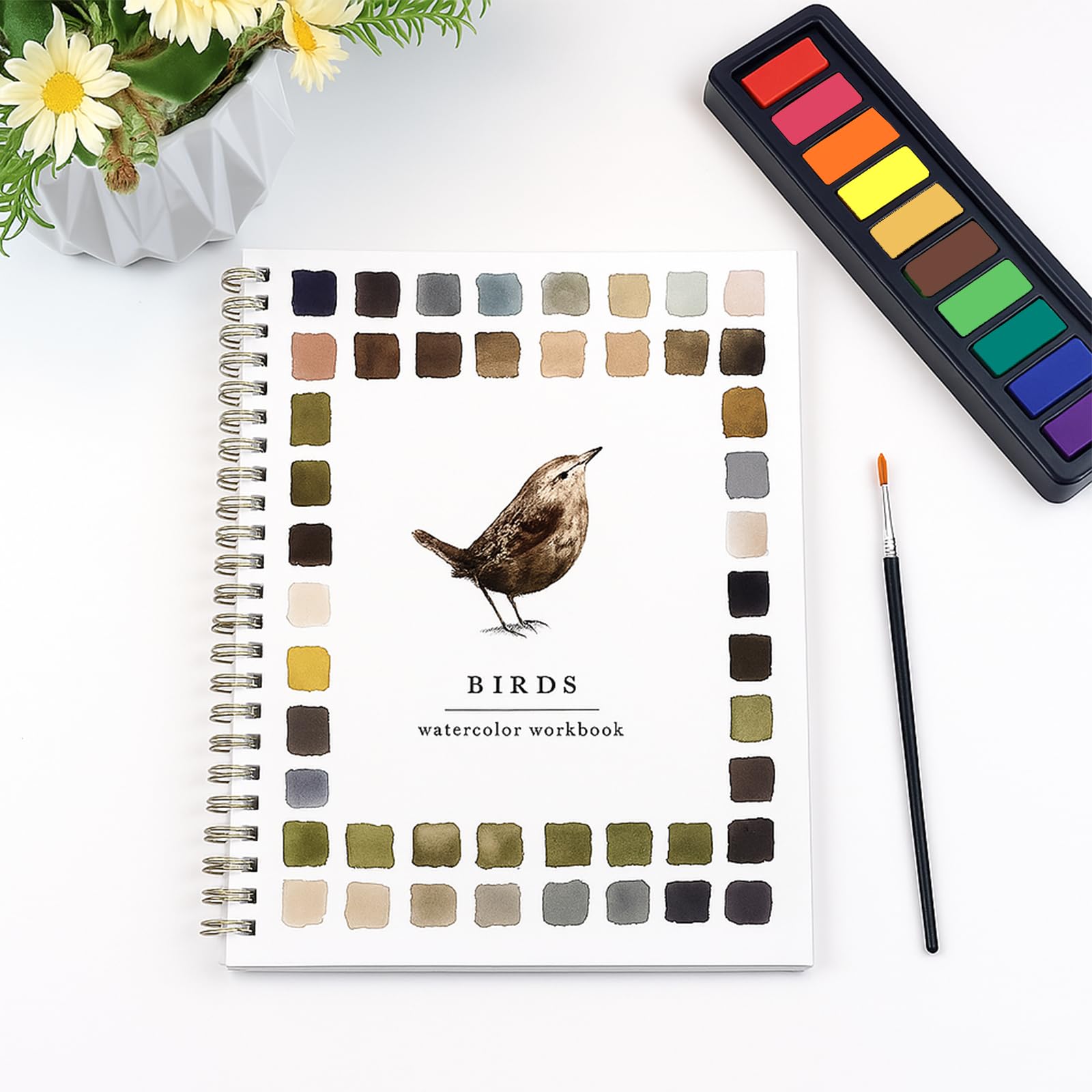 Libro De Acuarela Para Adultos – Incluye Pinturas Y Pincel – 12 Colores – Formato Compacto Para Creatividad En Movimiento