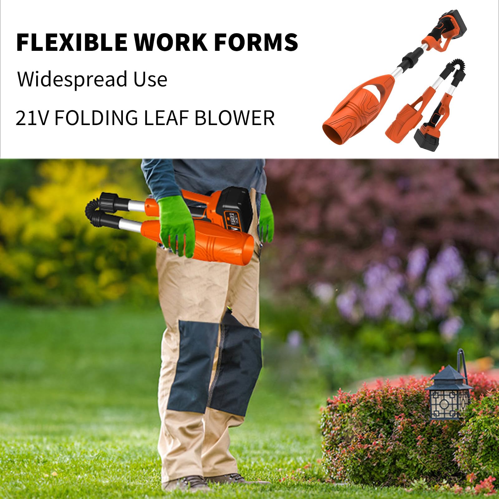 Soffiatori per Foglie Pieghevole e Portatile, Soffiatore a Batteria 21V Compatto, per la Manutenzione del Prato, Spazzaneve e Spolverare, Soffiatore Senza Fili Piccolo per Giardino/Ingresso