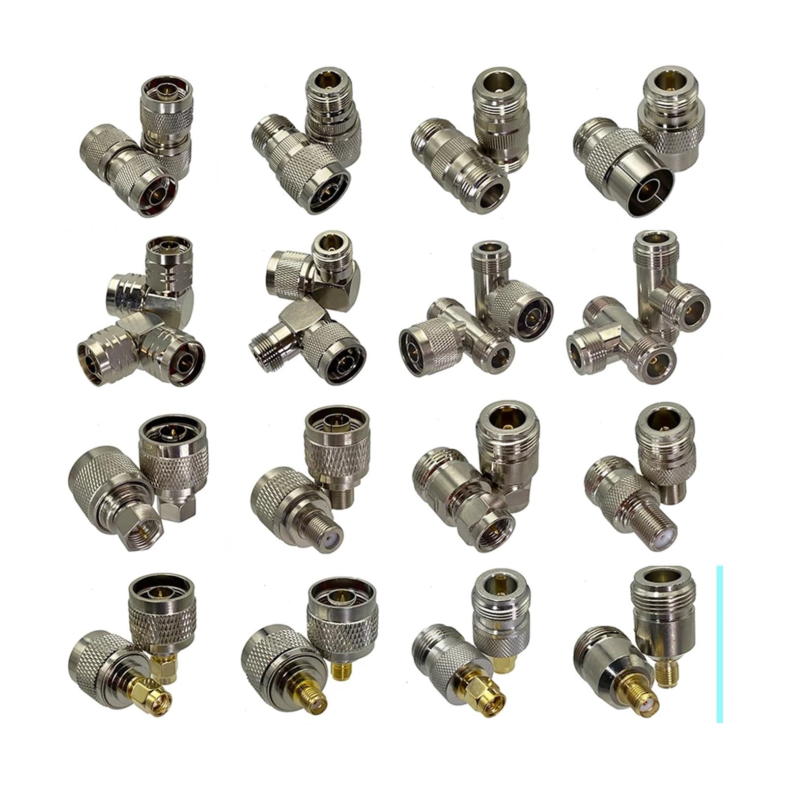 1 adattatore N a N/SMA/F TV maschio e femmina jack RF connettore coassiale ad angolo retto/terminali for cavi dritti(N F to N F)