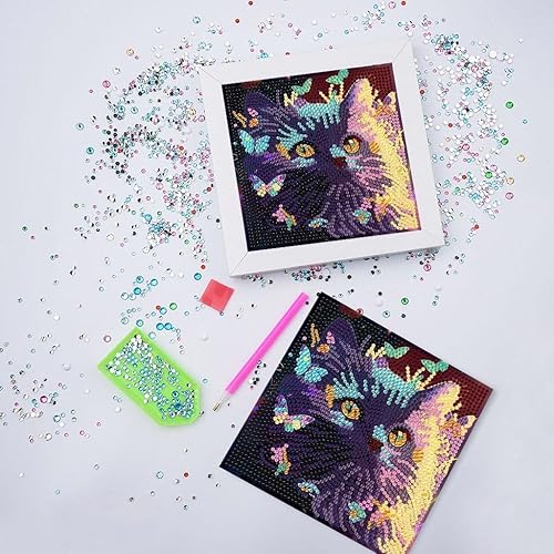 Miniatura 3 de Fuinkqe Kits de pintura de diamantes 5D para niños con marco de madera, kits de arte de diamantes de dibujos animados para niños, manualidades de