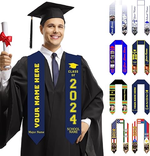 Faja de graduación personalizada de felicitaciones, regalos de graduación personalizados, para la clase de 2024-72 pulgadas