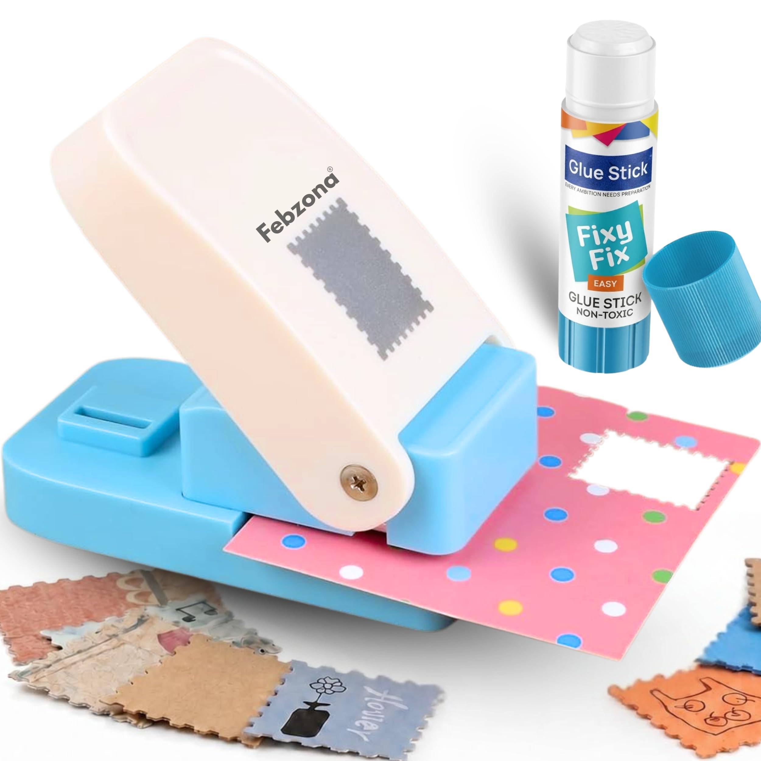 FEBZONA Stamp Puncher Rectangular 1x0.8 inch Postage Stamp Punch cutter Stamp Hole Puncher Paper Punches for Crafting Scrapbooking DIY Card Making Arts Craft Supplies (1x0.8 Inch)-image-29