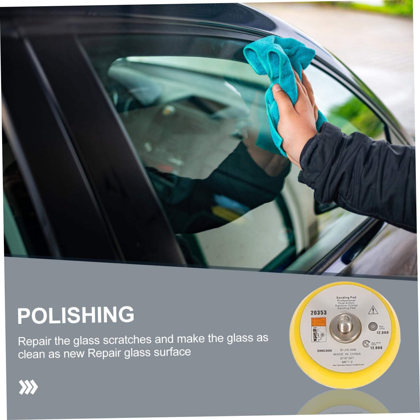 MUCKLILY 1 Set of Glass Polishing Wheels Professional Car Polishing Tools Wool Wheels for Scratch Removal for Glass Mirrors Windows