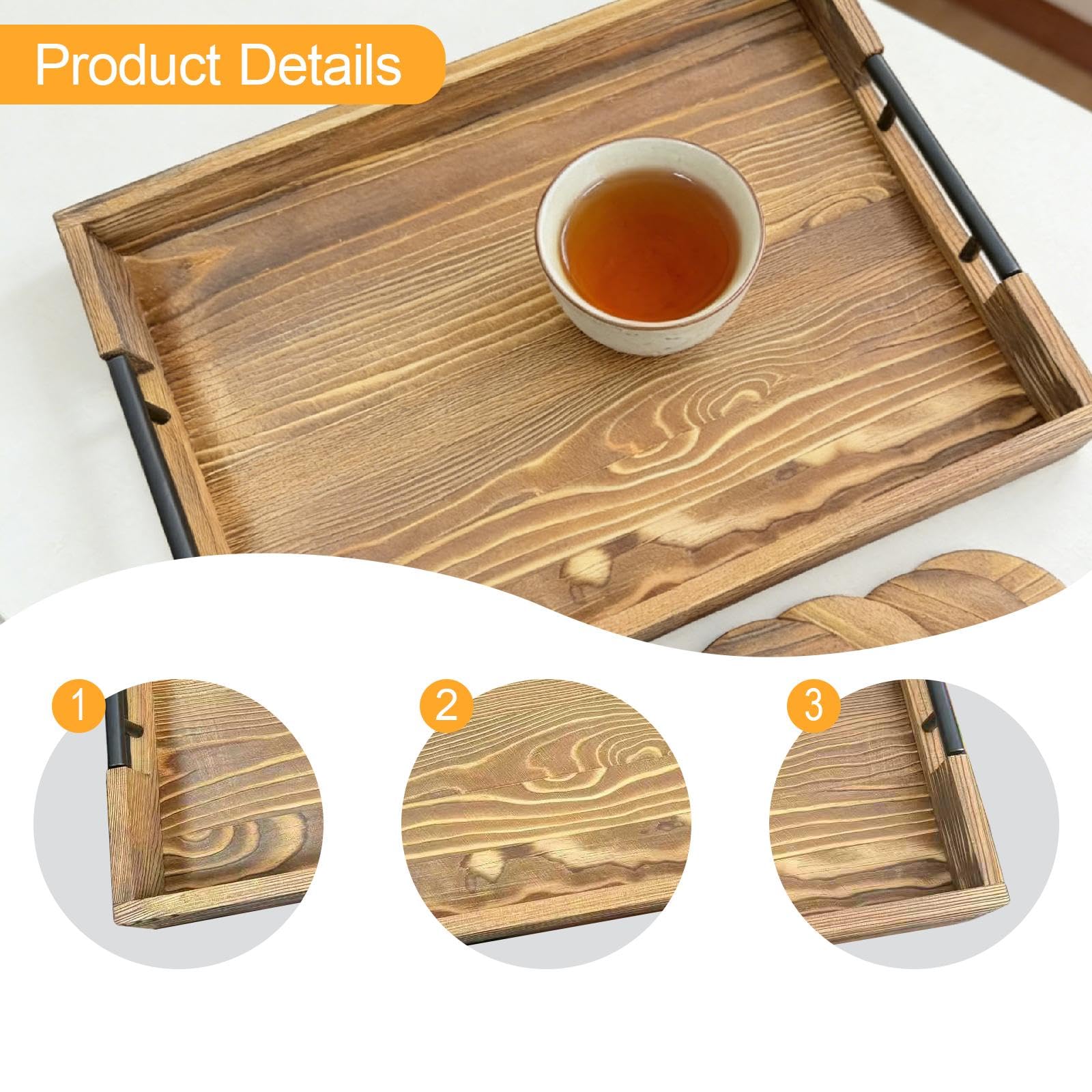 Milageto Bandeja de Madera para Servir Comida, Centro de Mesa, Tabla de Servir versátil, Plato para Frutas secas, Ideal para Cama, Cena, el Almuerzo o el, Madera